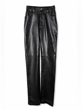 Vintage Wrangler Black Leather Pants High Rise 90s Minimalist Biker